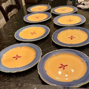 4 large dinner size Pistoulet Vintage Plates. Superb condition